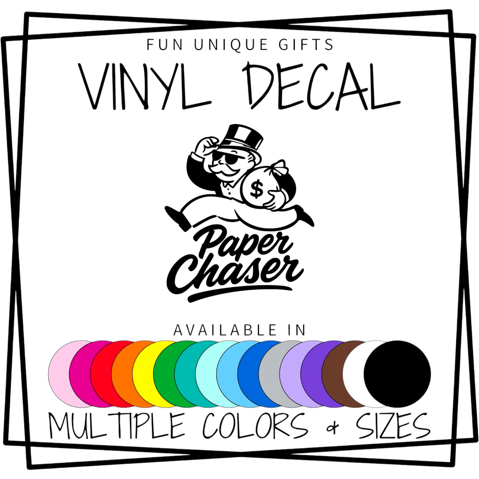 Paper Chaser Vinyl Decal Sticker -Multiple Colors & Sizes- SHIPS FREE!