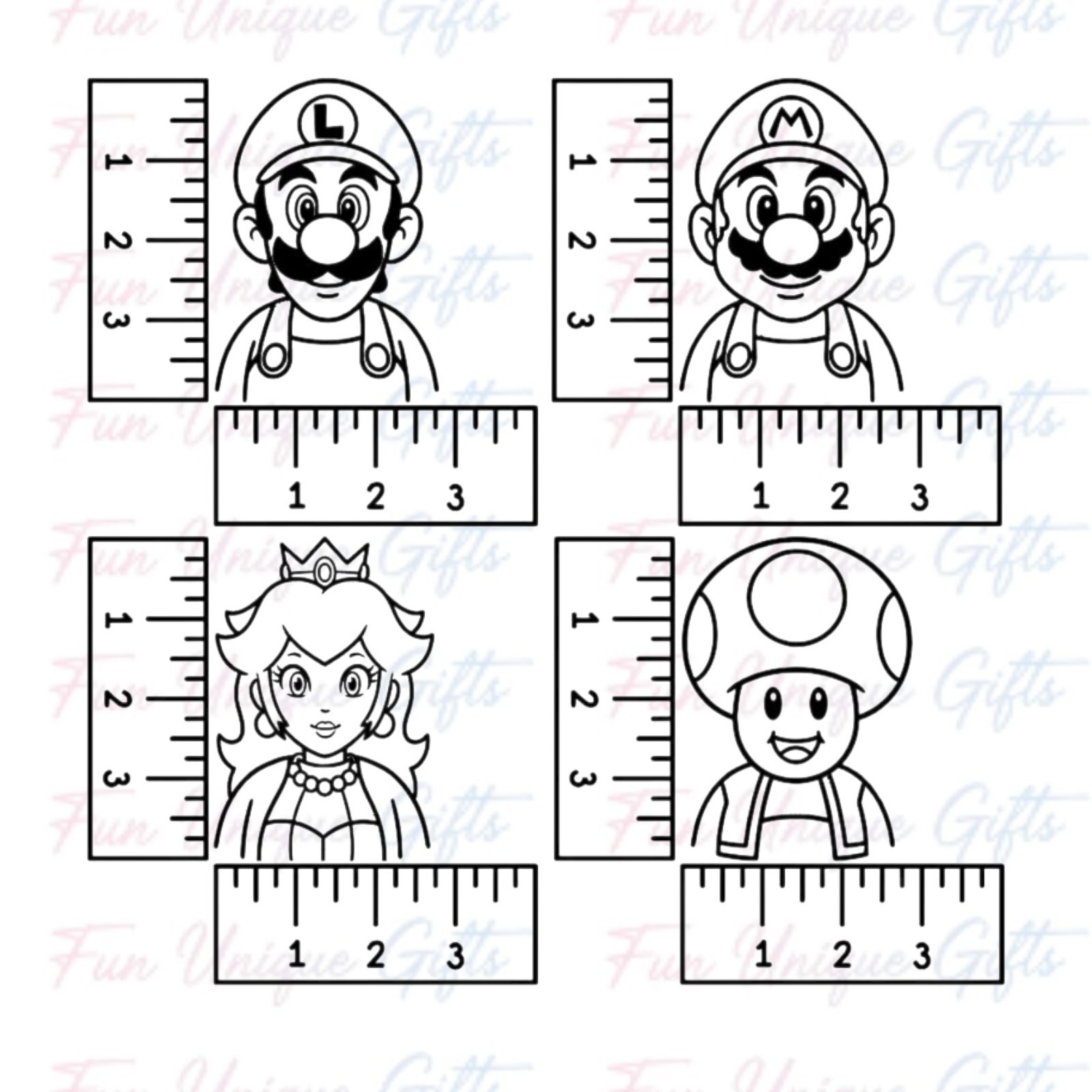 Mario Luigi Peach Toad 4" high Vinyl Decal Sticker Car Window Laptop FREE SHIP