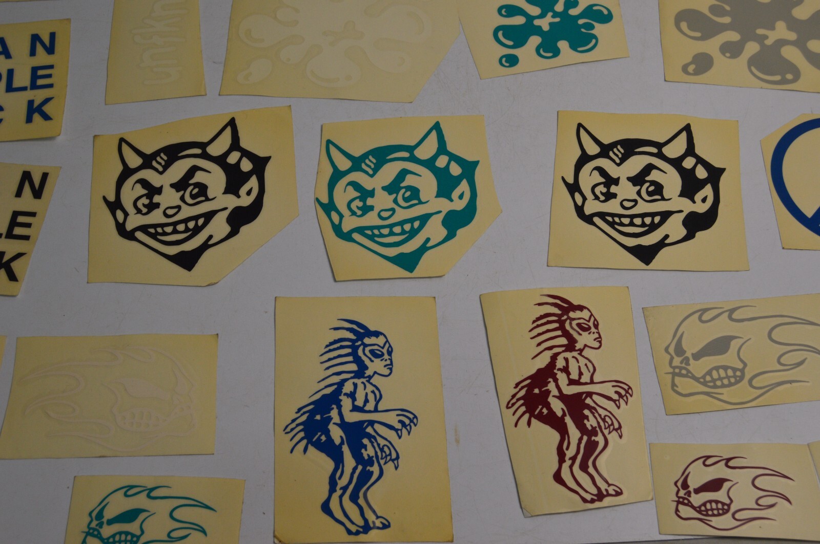 115+ Vintage Vinyl Decals Smiley Peace Stickers Lot 1990's Carnival Collectibles