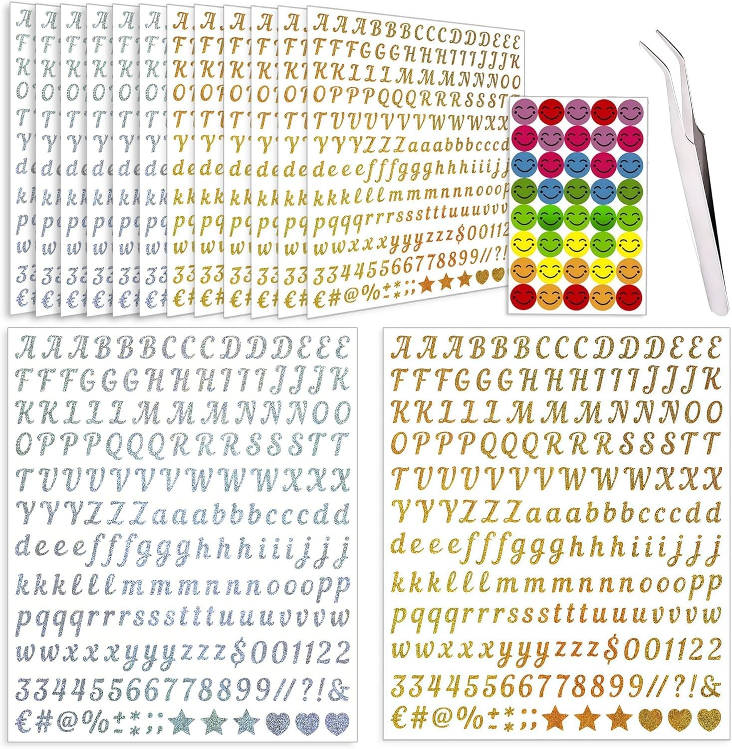 2500 PCS Mini Letter Stickers Small, Cursive Font 1/2 Half Inch (0.5 in)