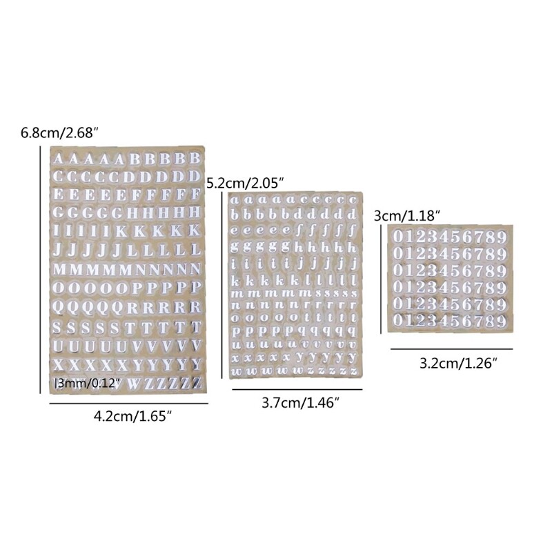 5Pieces/set Gold Silver 3mm Number Stickers Mini Glitter Letter Sticker