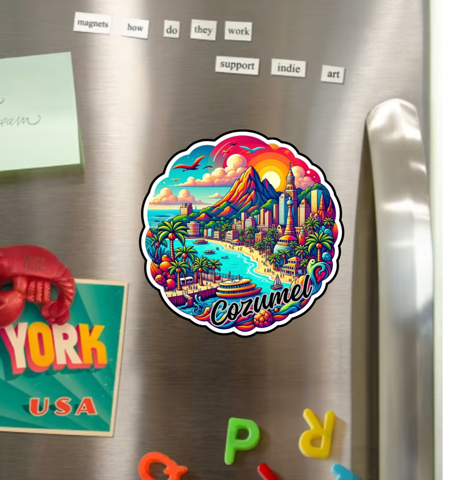 Cozumel Mexico Fridge Magnet or Laptop Sticker