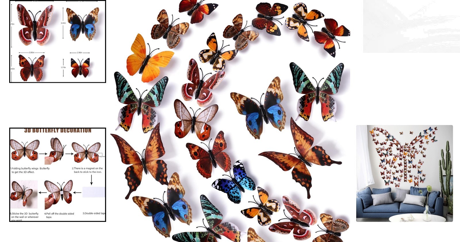 Magnetic & Adhesive 3D Butterfly Art Stickers – Transform Your Space