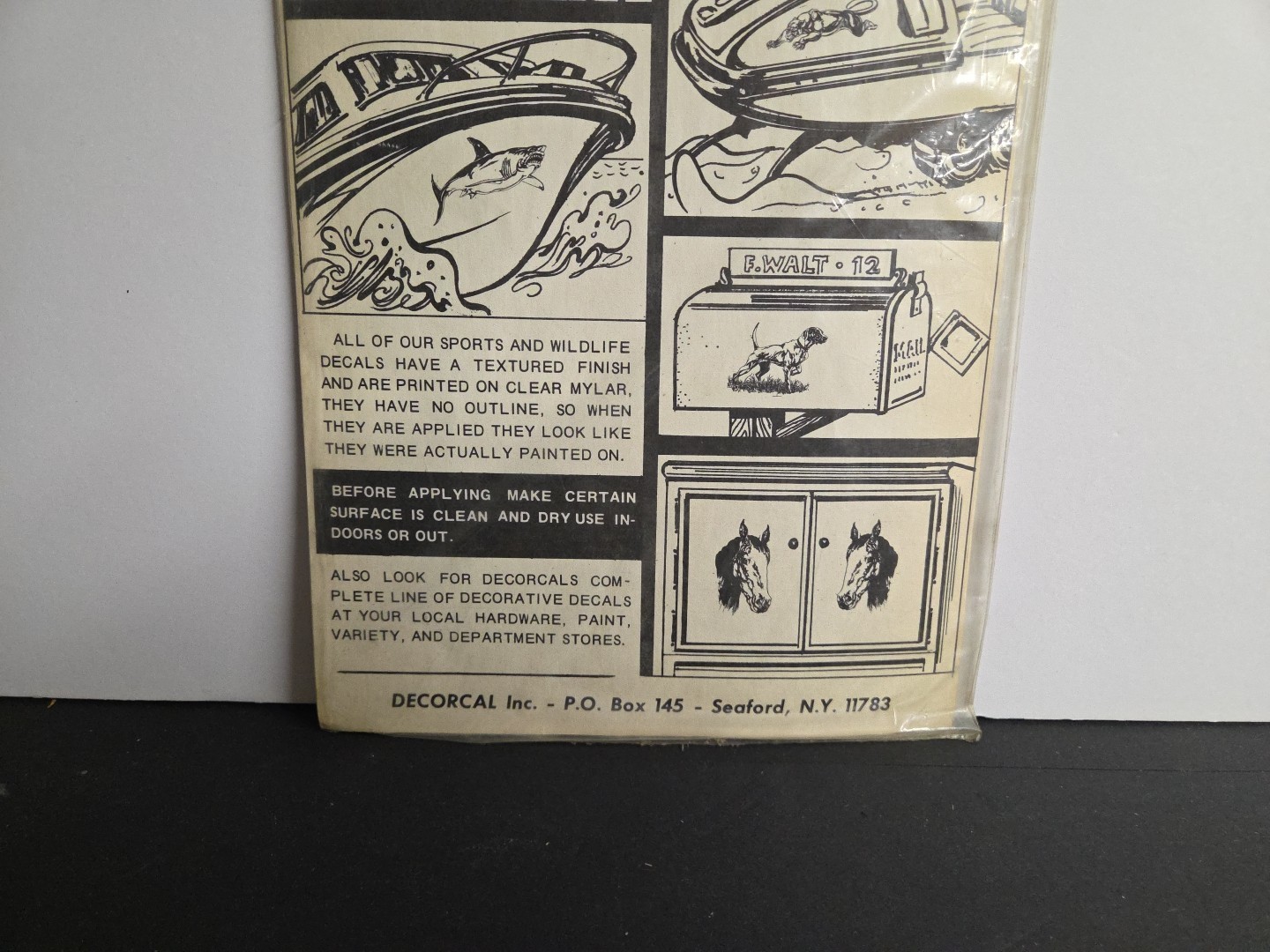 Vintage 1970's NOS Hand Painted Sports And Wildlife Decals W-5 MUSKIE 10×17