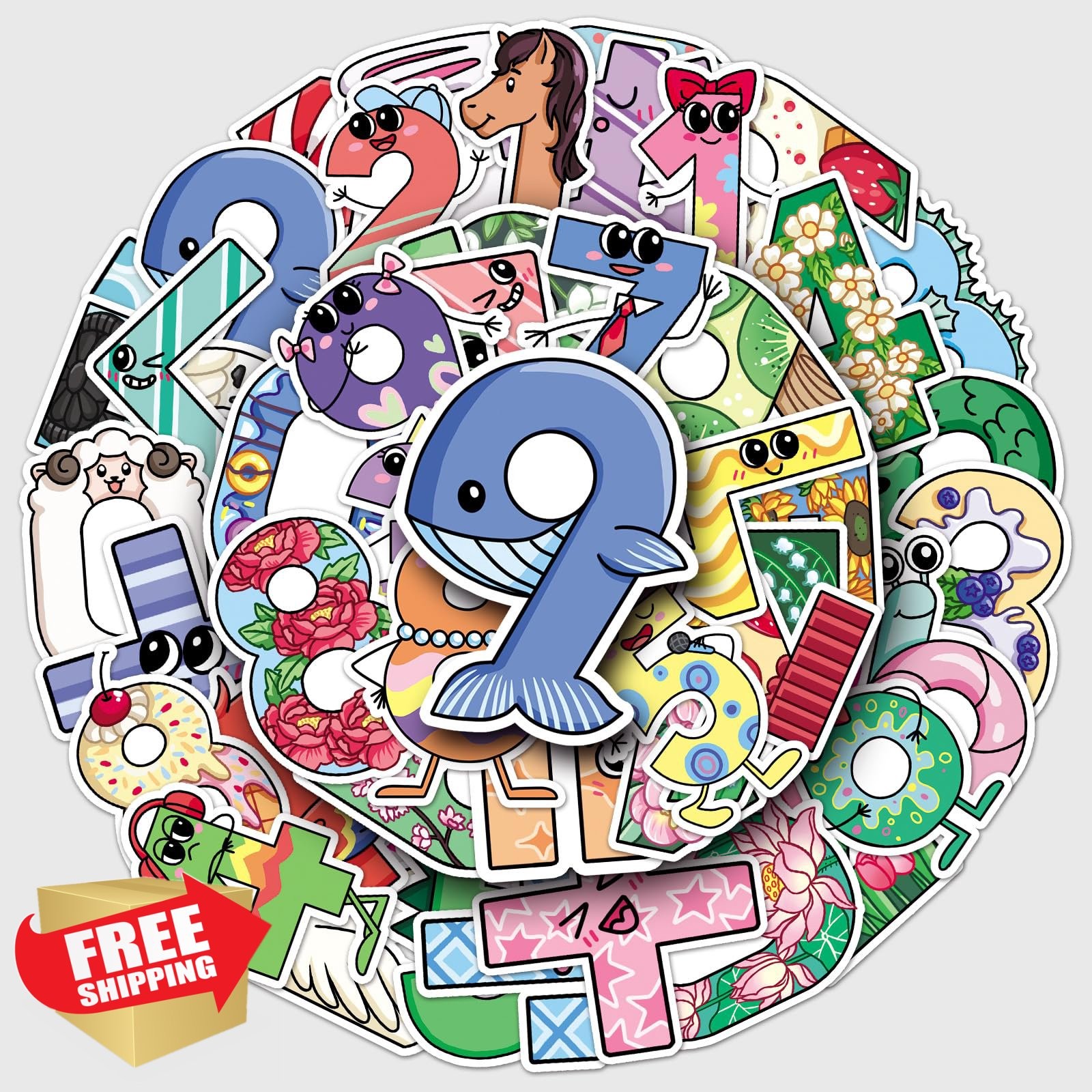 MXYMXH Number Stickers Waterproof Vinyl 50 Pcs