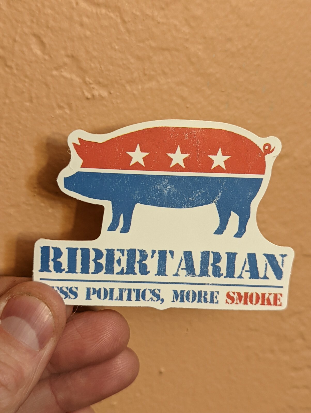6-pack funny ribertarian less politics more smoke vinyl 3" Sticker Waterproof