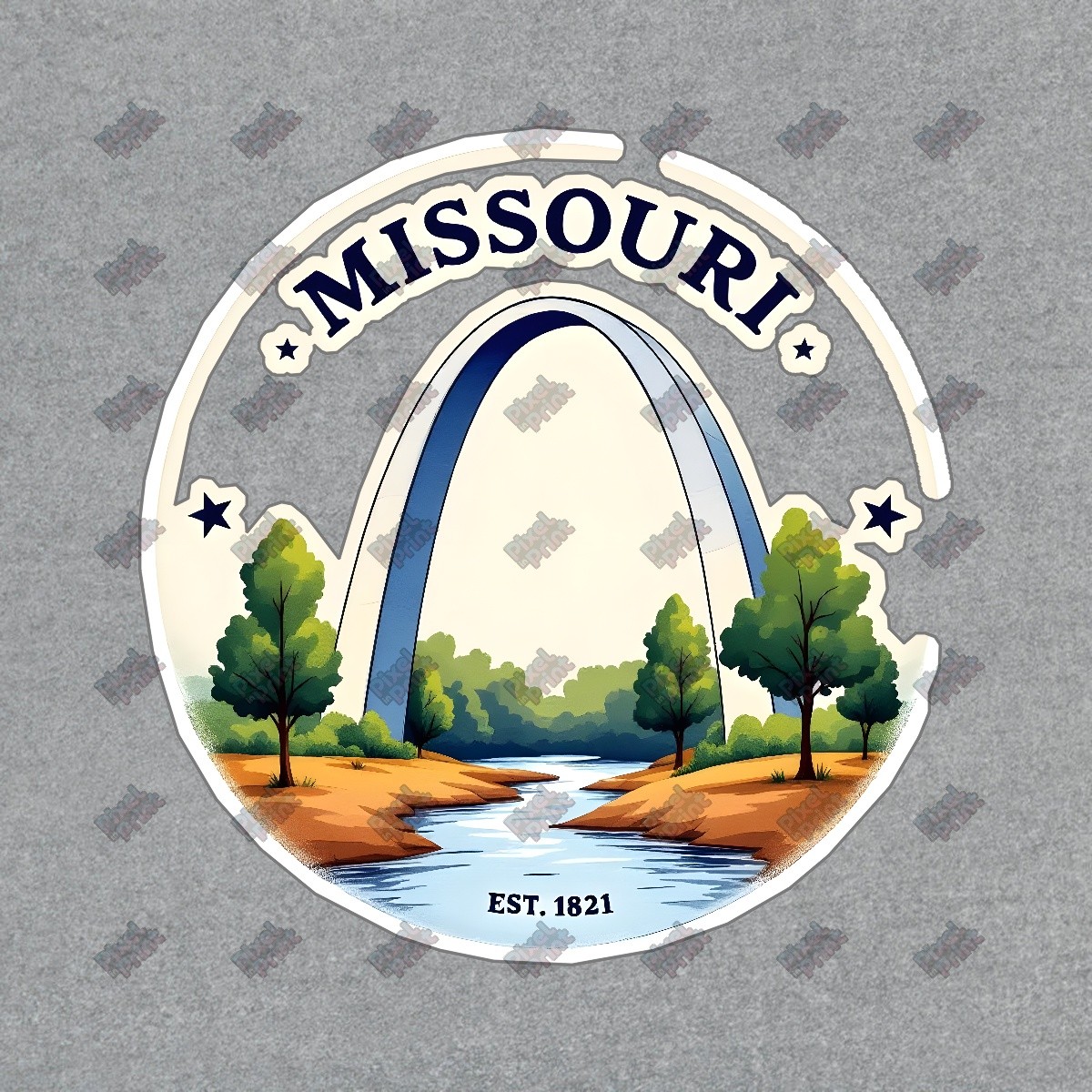 Missouri Gateway Arch Vinyl Sticker Vintage Style Decal Home Decor, #9161