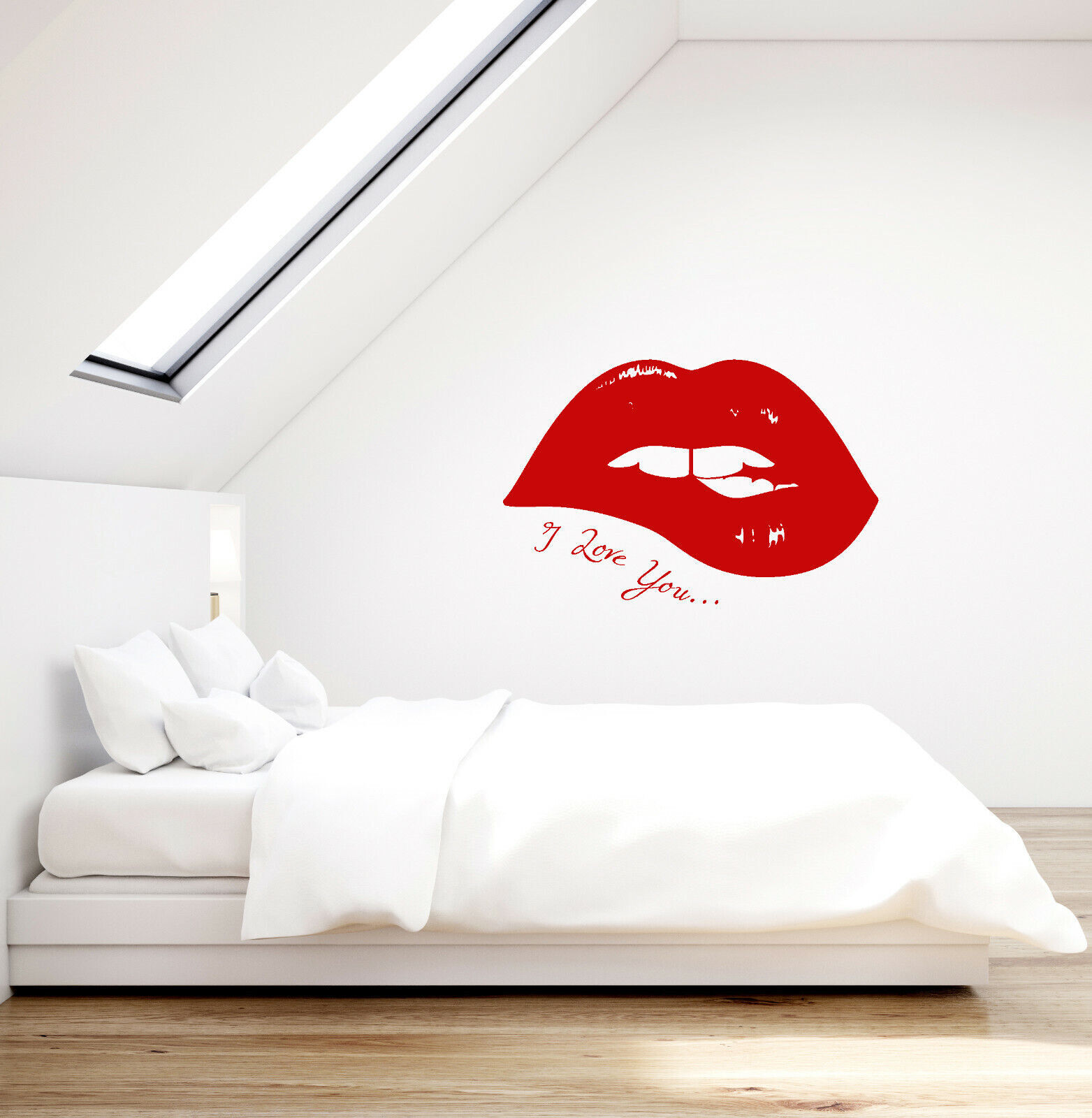 Vinyl Wall Decal Sexy Girl Lips I Love You Romantic Quote Stickers (3694ig)
