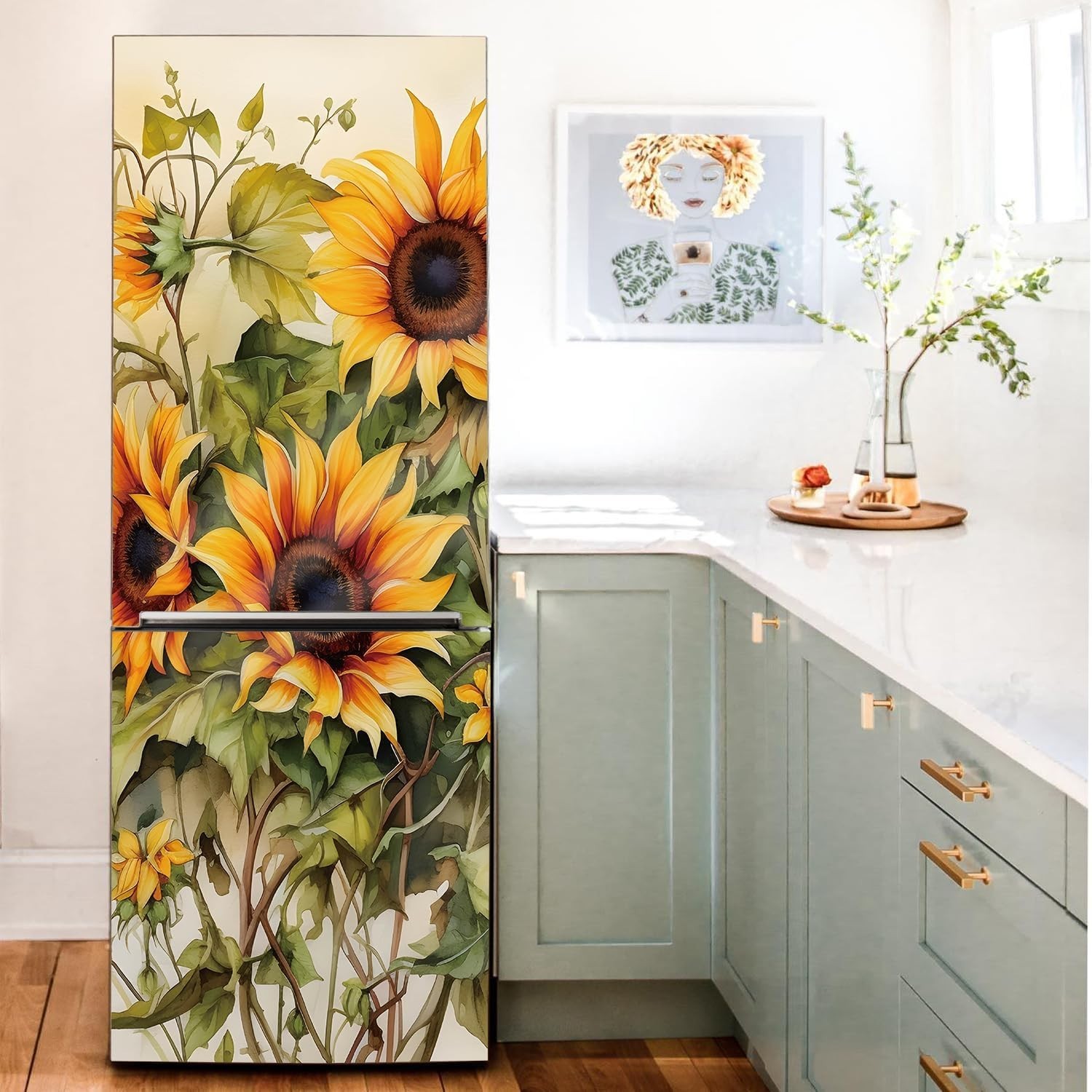 Vintage Self-Adhesive Fridge Door Mural with Tools for Kitchen, 11.25" x64.17…