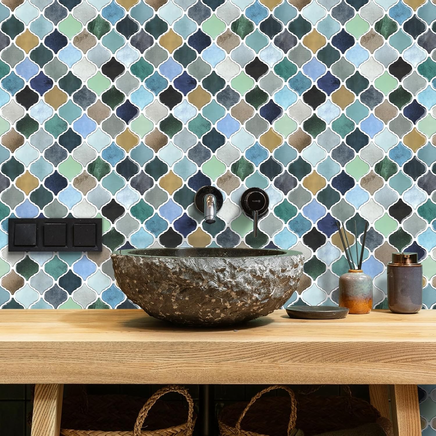 Arabesque Peel Stick Backsplash 12×12” Backsplash Tile for Kitchen Self Adhesive
