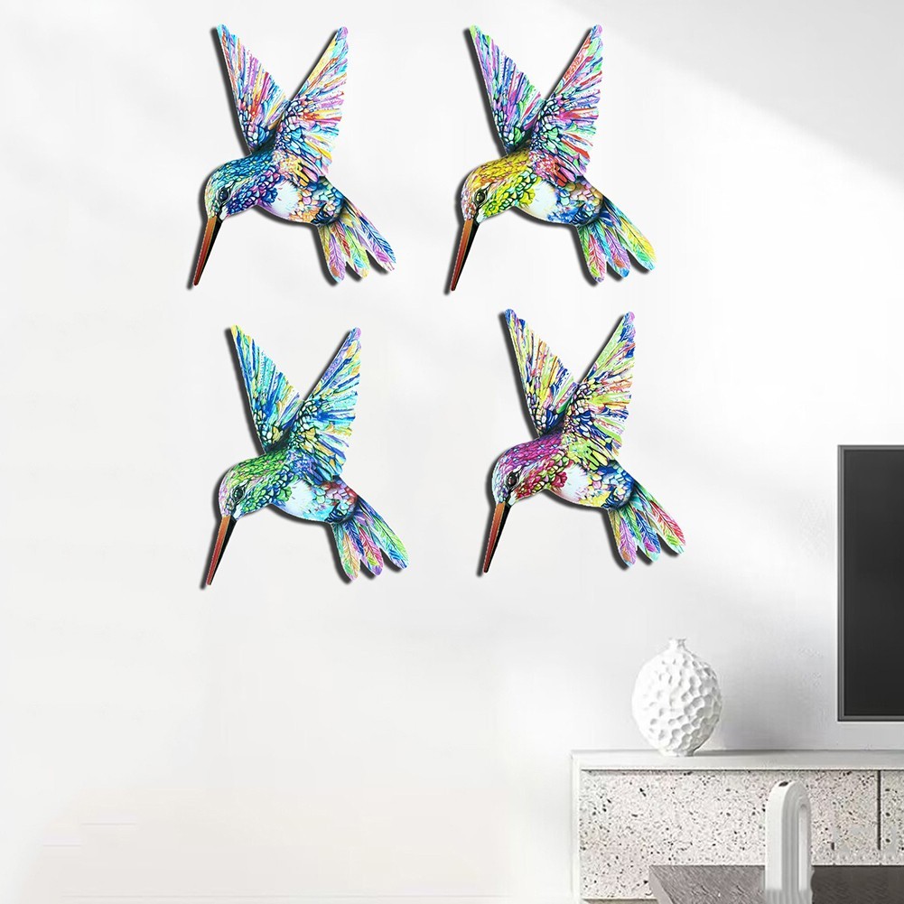 Bright Colorful Hummingbird Metal Wall Decoration for Indoor and Outdoor Use
