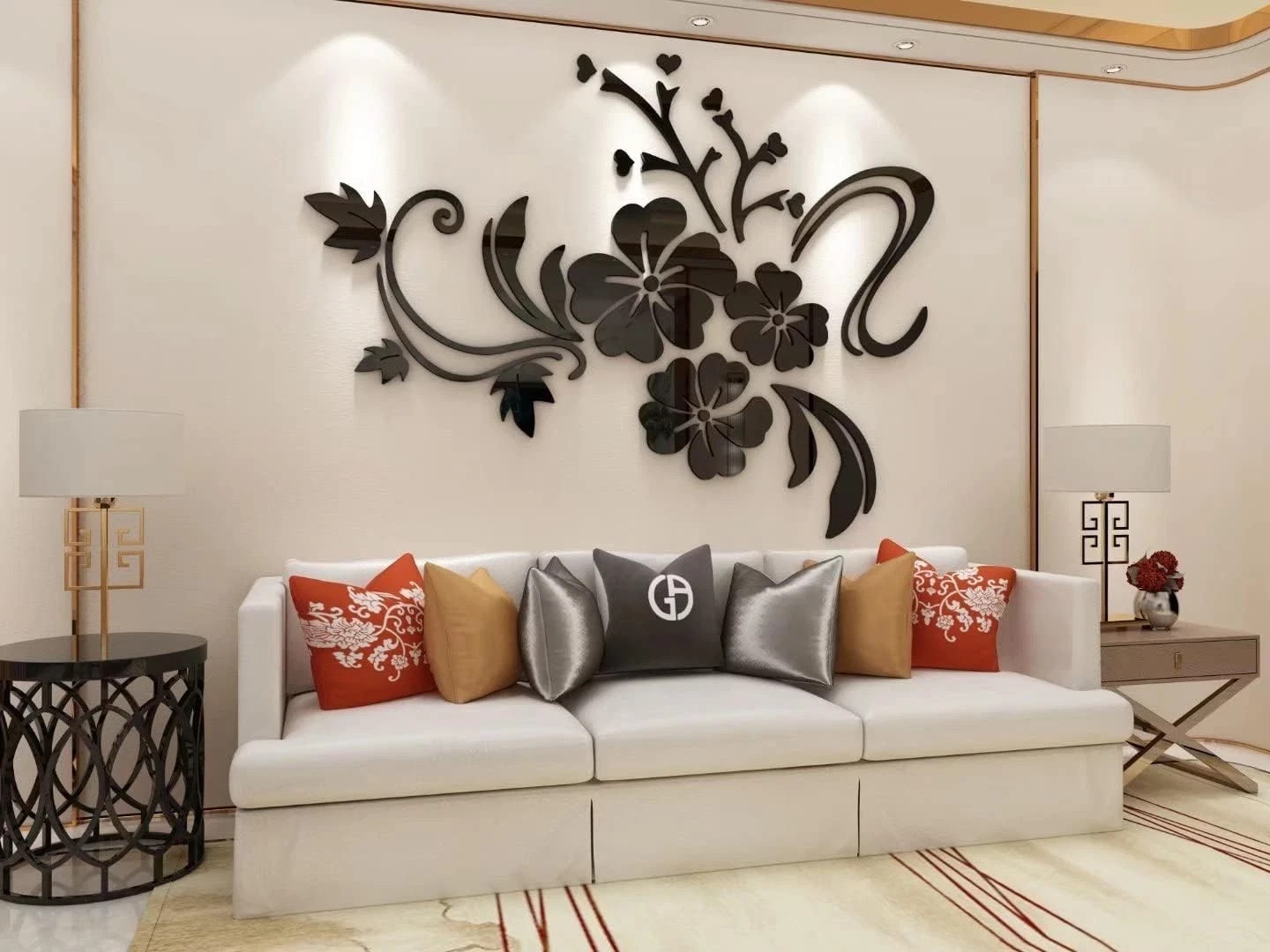 Wall Stickers 3D Flower Pattern – Family Wall Decals Living Room Wall Decor