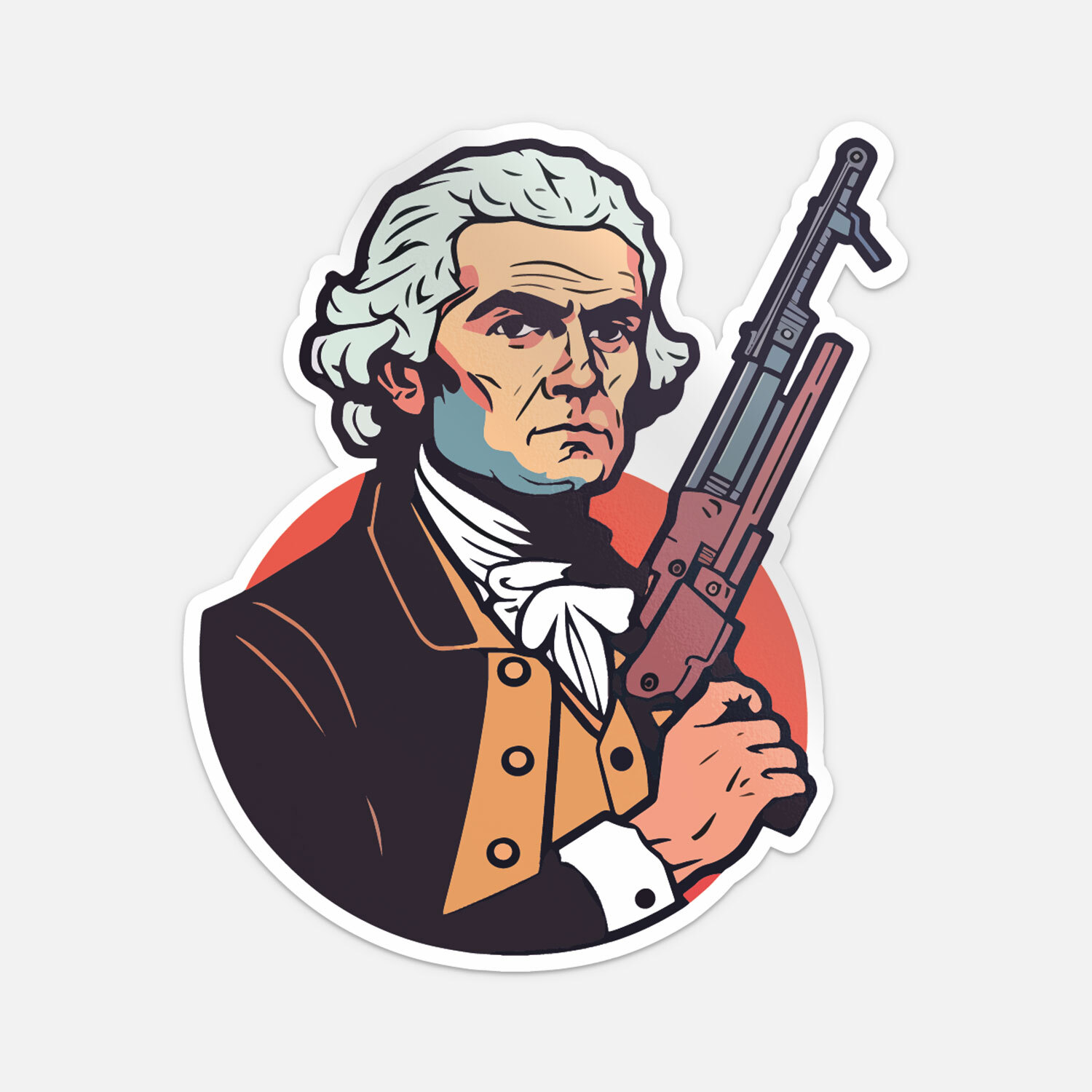 Thomas Jefferson Holding An Gun Sticker Vinyl Car Bumper Decal