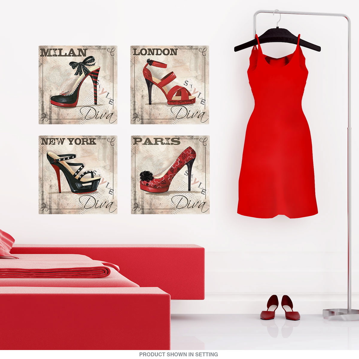 High Heel Shoes World Fashion Wall Decal Set Vintage Style Home Decor Bundle