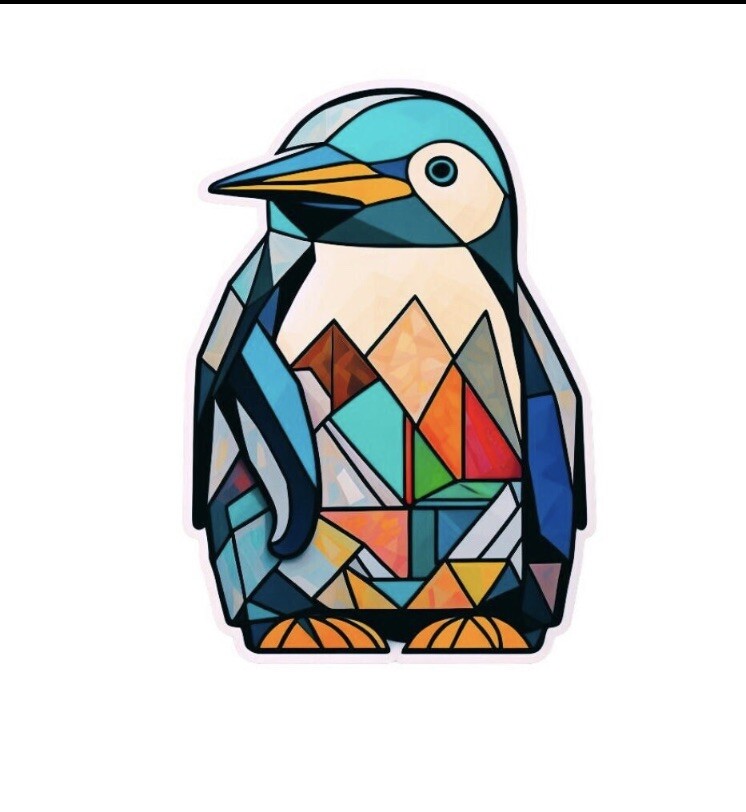 Geometric Zentangle Penguin Die Cut Sticker High Quality