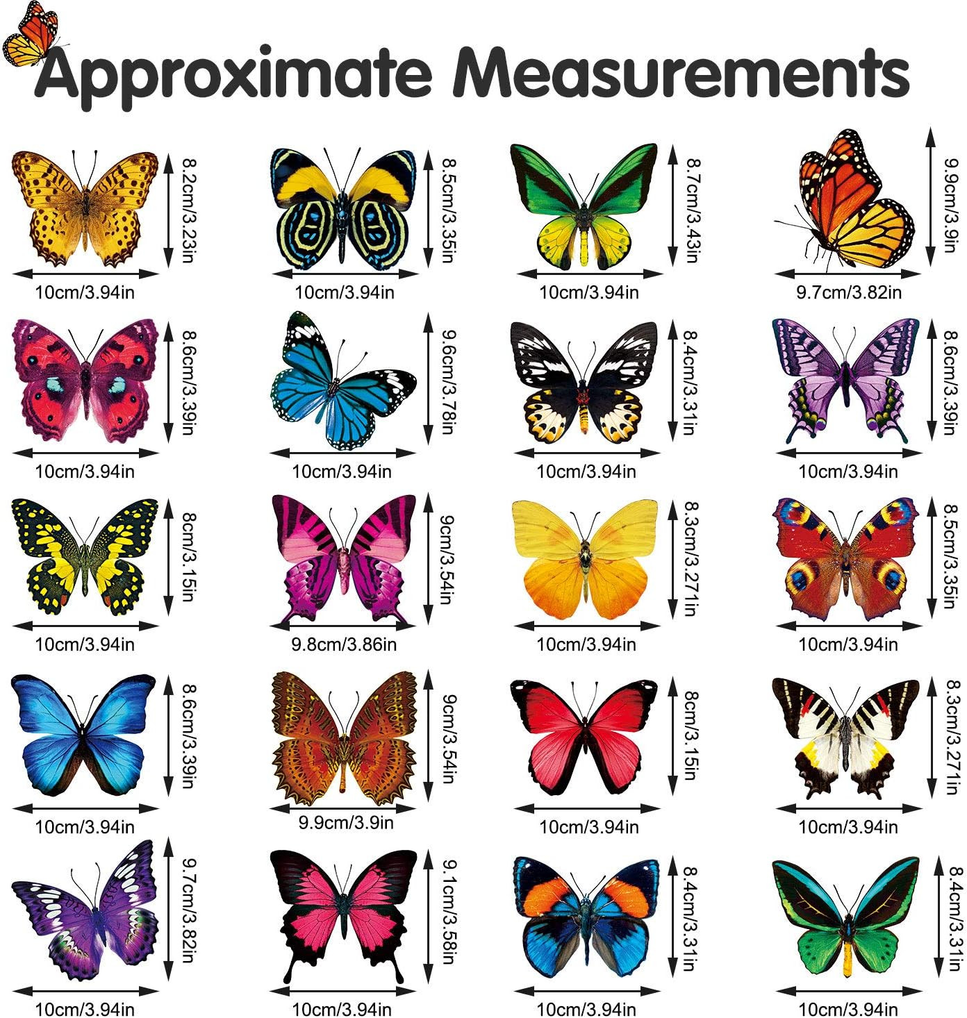 Outus 40 Pieces Butterfly Anti-Collision Window Stickers Christmas Decor Butterf