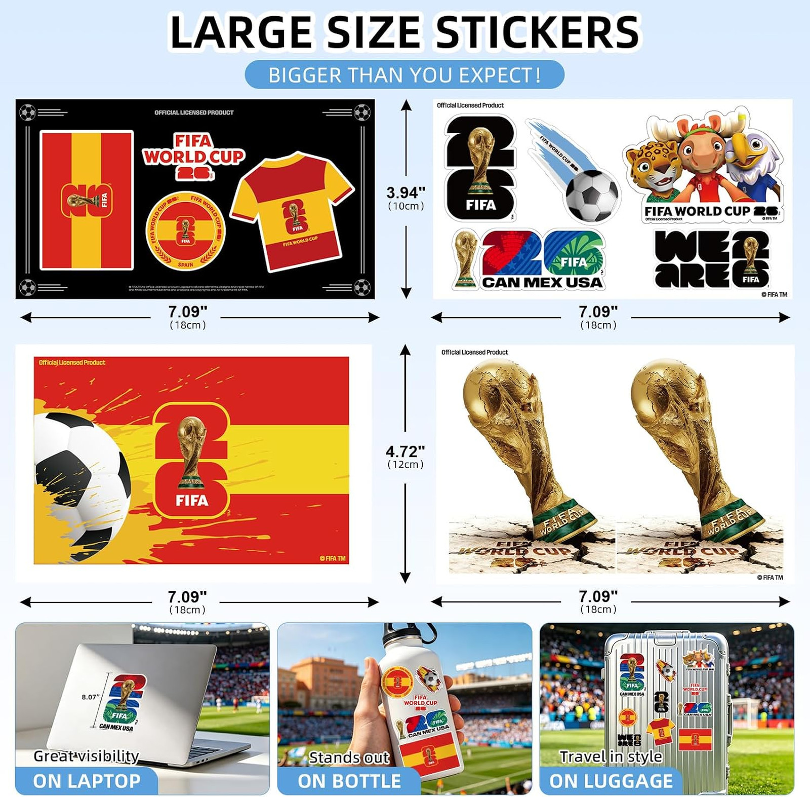 Fifa World Cup 2026 Official Licensed Spain Sticker Collection Waterproof Vinyl