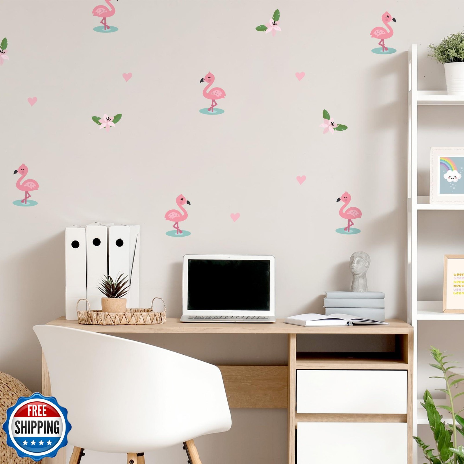 Teddylabels – Flamingo Wall Decals – Easy-to-Apply and Removable Wall Sticker