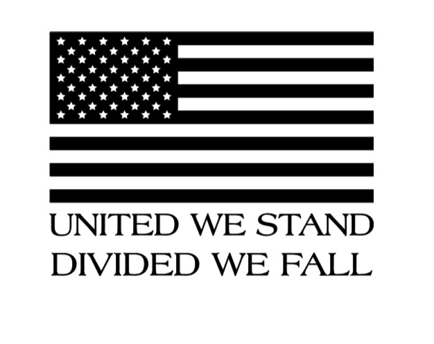 American Flag United We Stand Divided We Fall Vinyl Decal Bumper Sticker Window