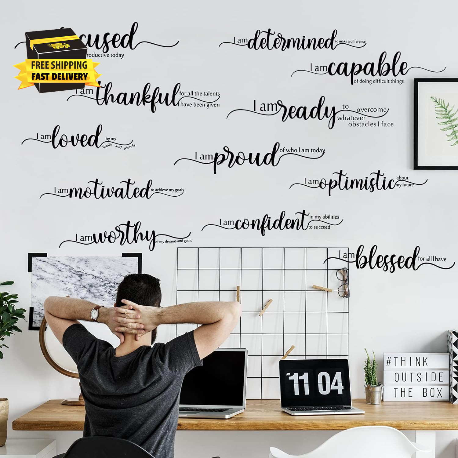 2 Sheets Inspirational Wall Decals Motivational Wall Stickers Black Art Decor Po