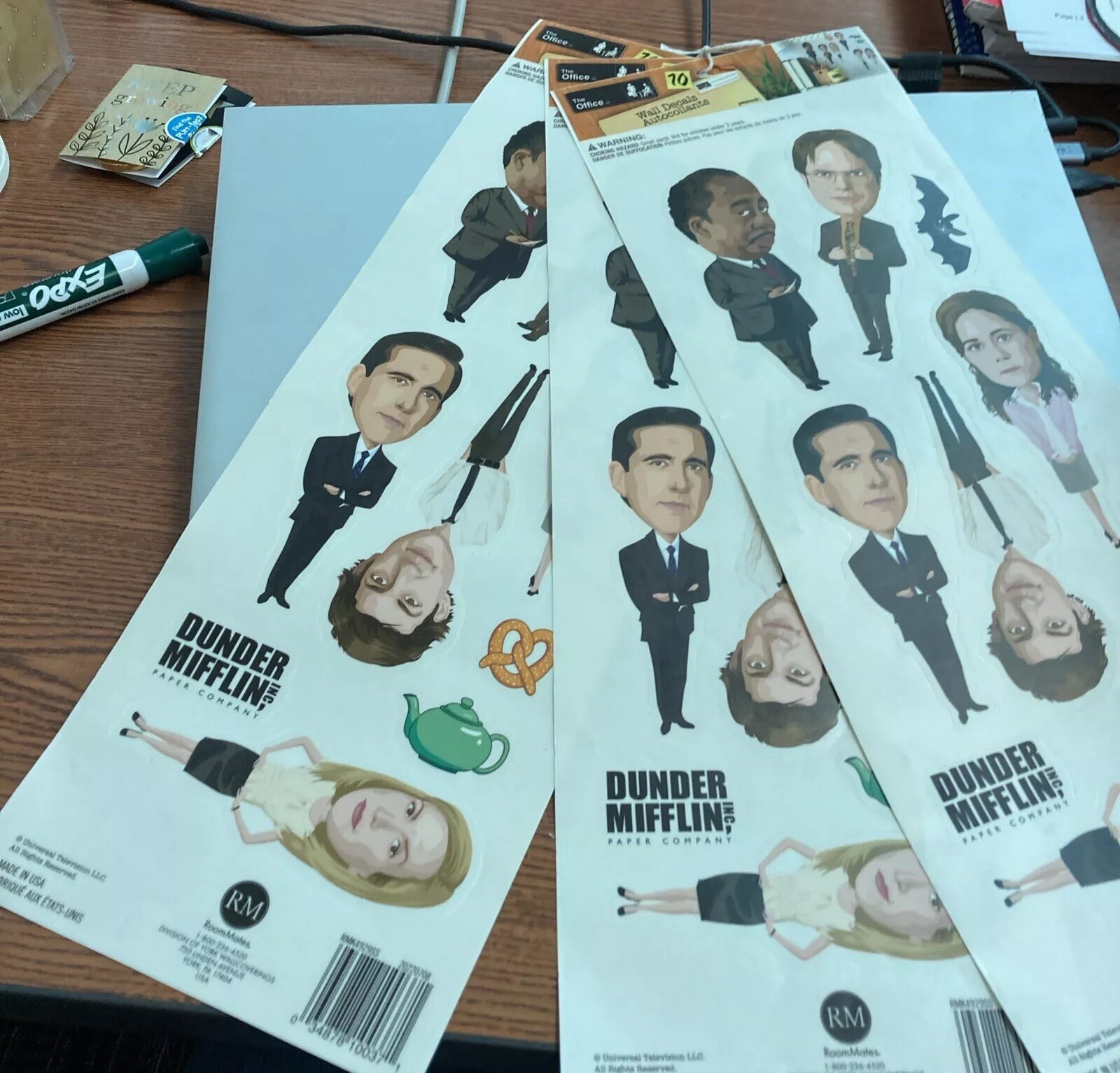 THE OFFICE 3 Sheets-10 Wall Decals Removable & Repositional Stickers Made in USA