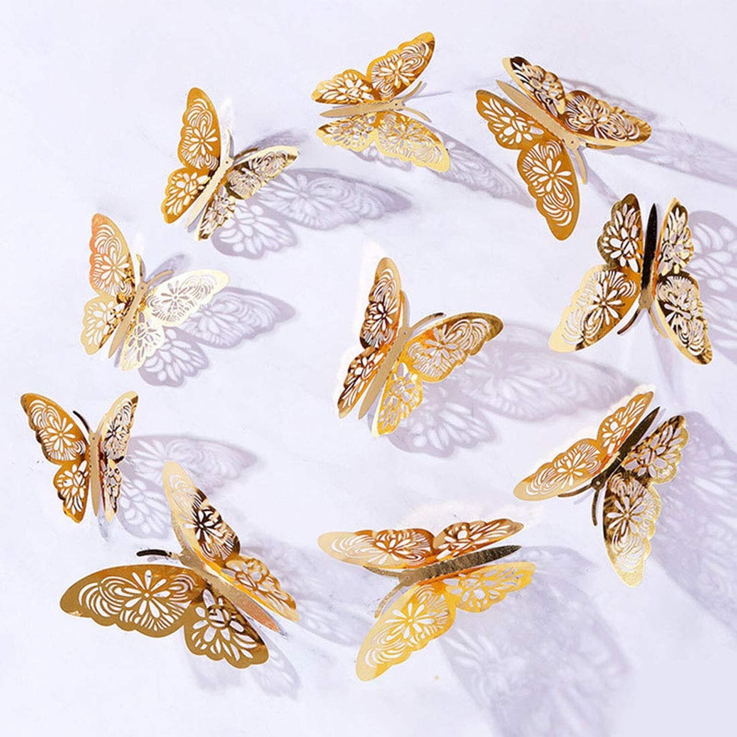 12PCS 3D Hollow-Out Butterfly Wall Sticker Elegant Murals Wall Decal Wall Sti…