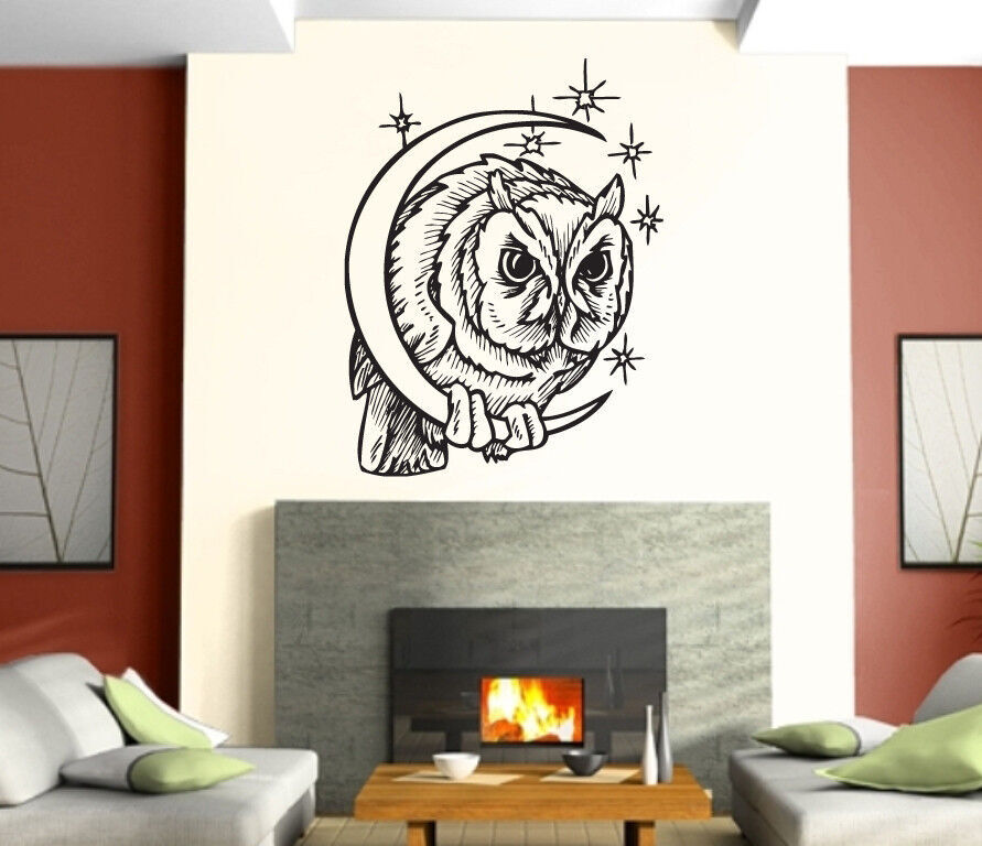 Owl Moon Head Predator Aggressive Tribal Mural Wall Decor Vinyl Sticker (z917)