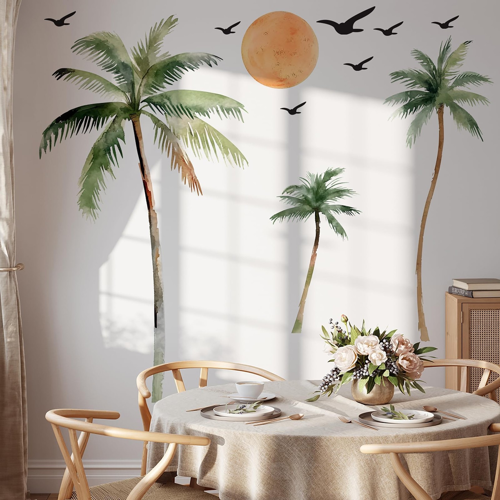 Large Boho Tropical Watercolor Palm Tree Wall Decal | Self-Adhesive Removable…