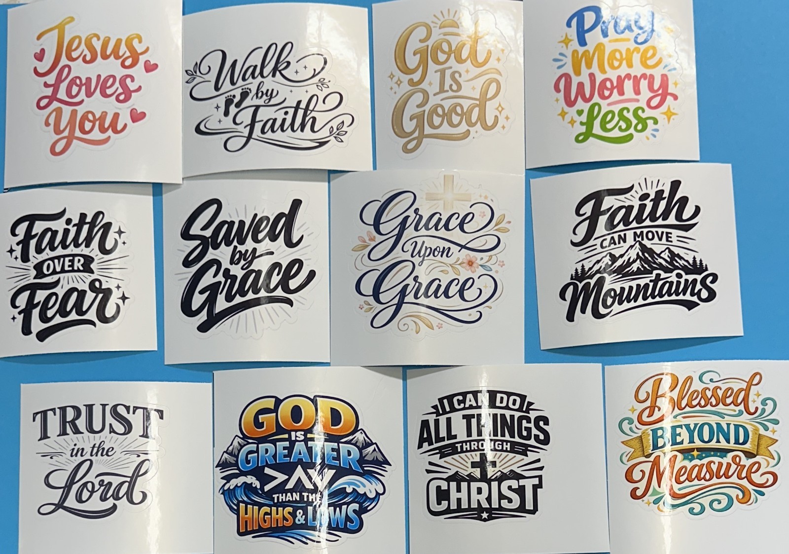 12 Pc Christian Faith Vinyl Sticker Pack