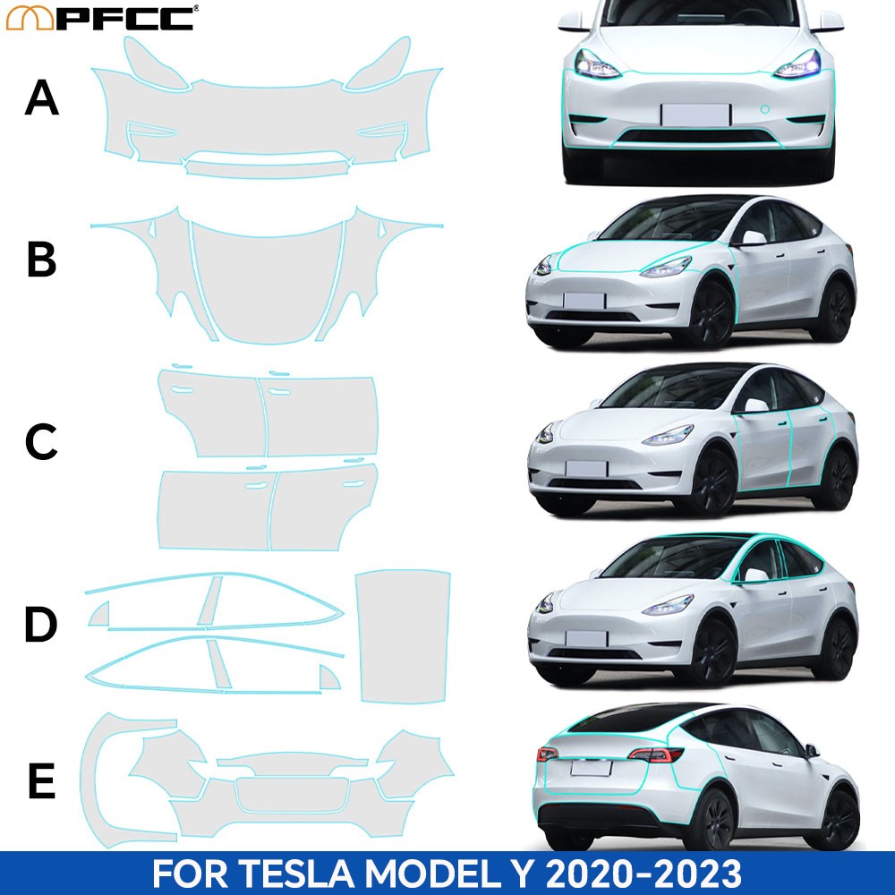 2020-2024 Tesla Model Y Full Car Precut Paint Protection Film Clear PPF TPU Kit