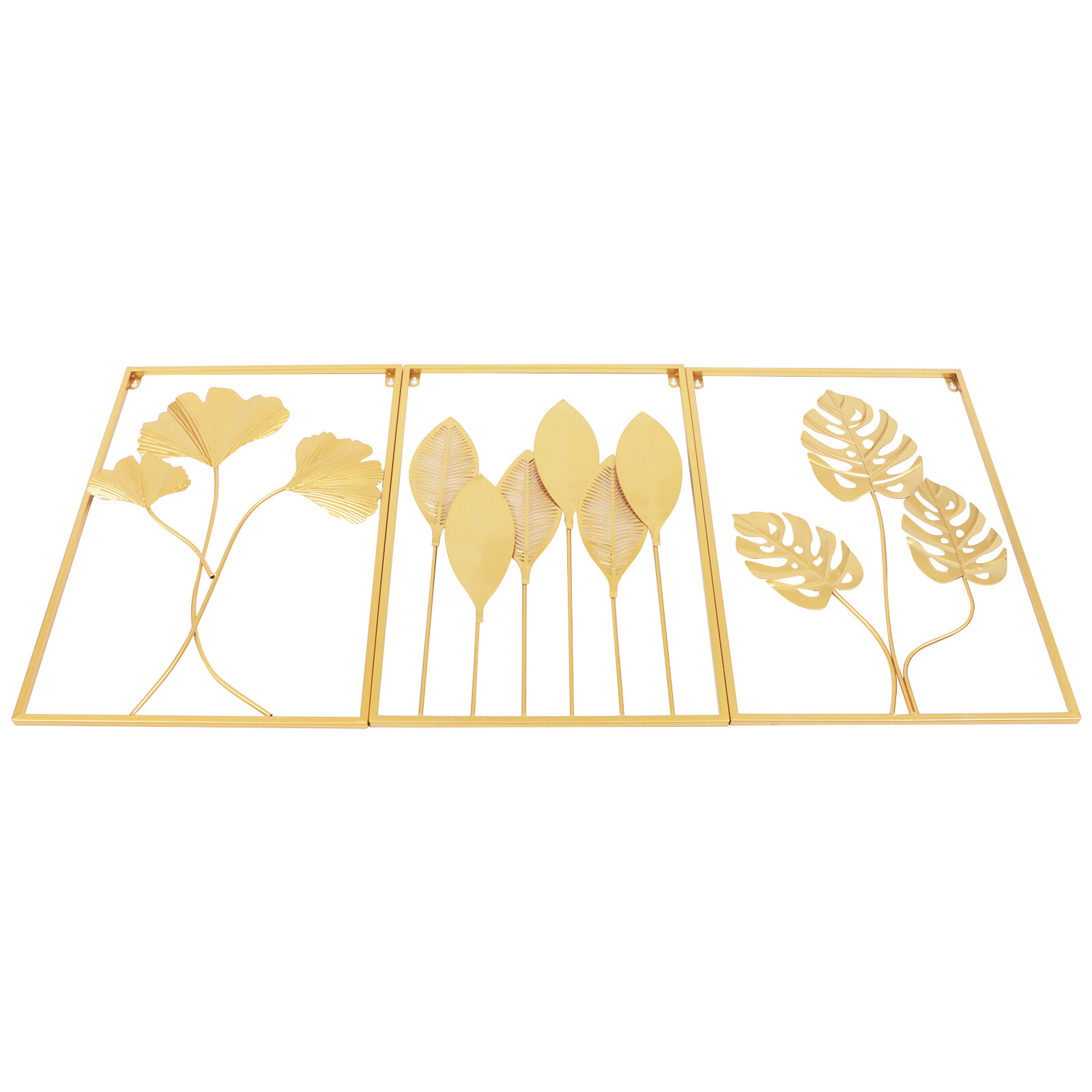 Metal Wall Art for Living Room, Large Leaf Frame Accent Leaves Wall Decor Home