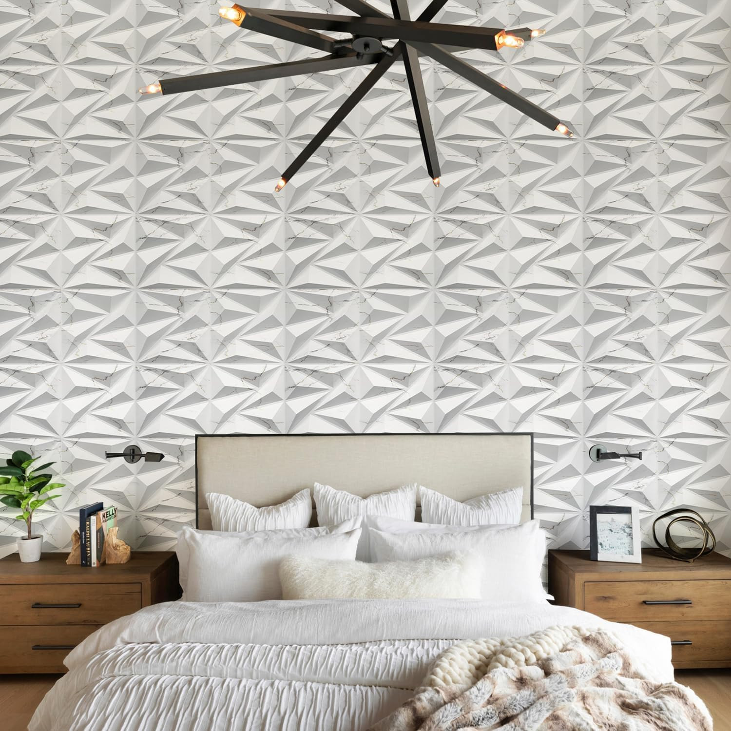 33 Pack 3D Diamond Textured Wall Panels for Elegant Home Decor