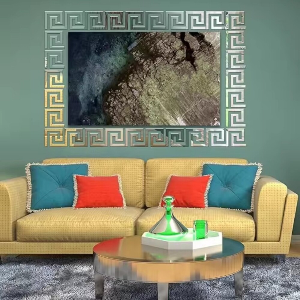 20pcs 3D Mirror Wall Sticker Building Border Wall Art Home Decor Self Adhesive