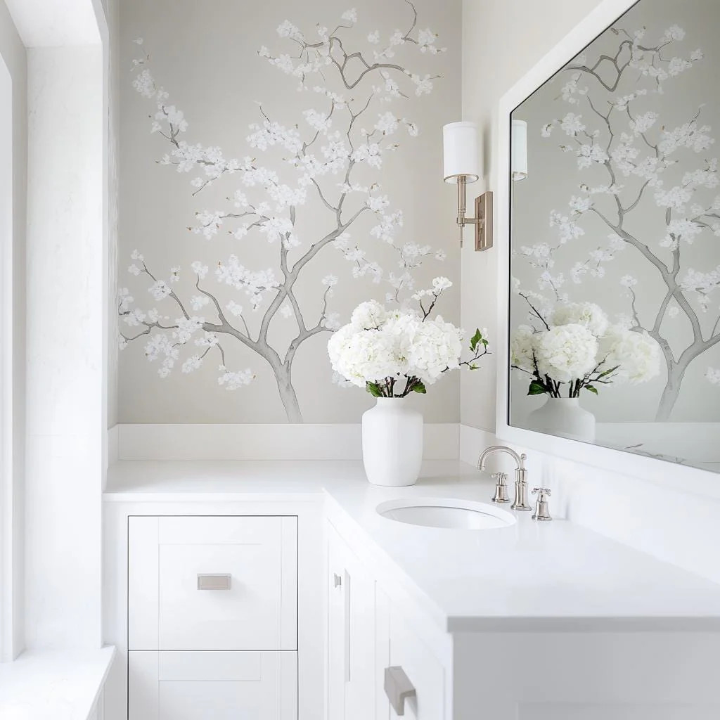 Chinoiserie Tree Wall Decal | Elegant Floral Vinyl Mural