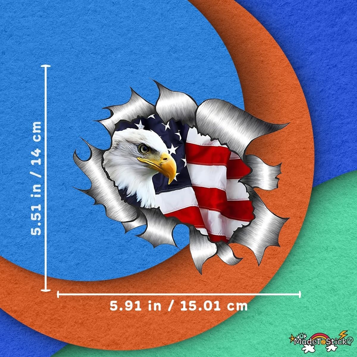 American Bald Eagle Patriotic USA Flag 2-Pack Vinyl Decal Car Sticker 5.5"x5.9"