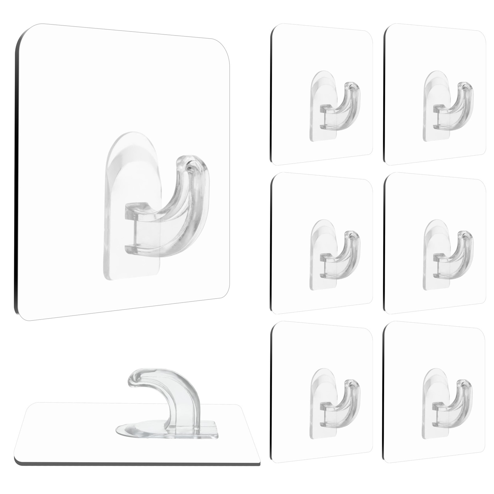 Hawsam 8PCS Clear Adhesive Sticky Wall Hooks,No Drilling Strong Waterproof St…