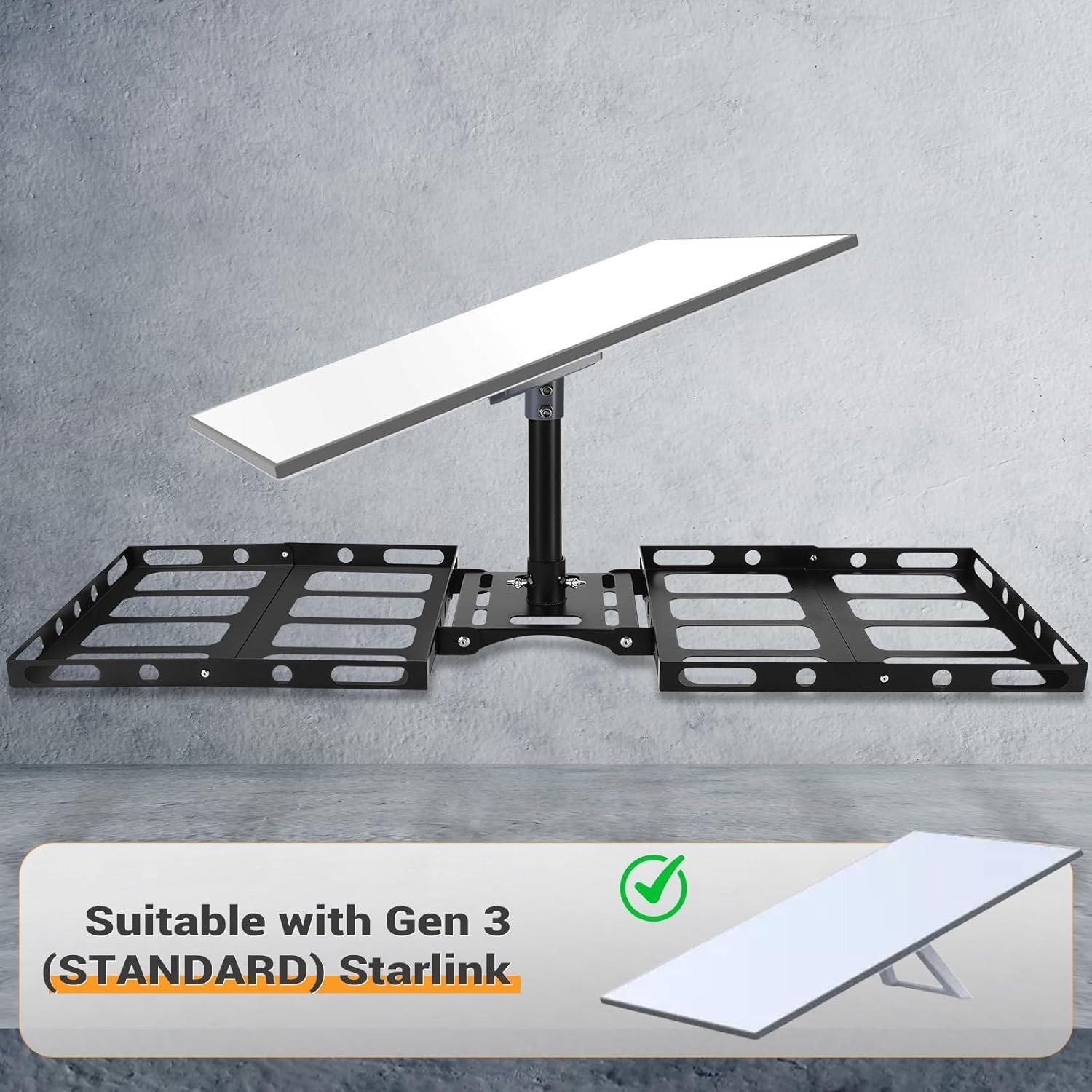 Gen 3 Starlink Roof Mount, Ridge 45 cm x 7 x 43 cm, Black