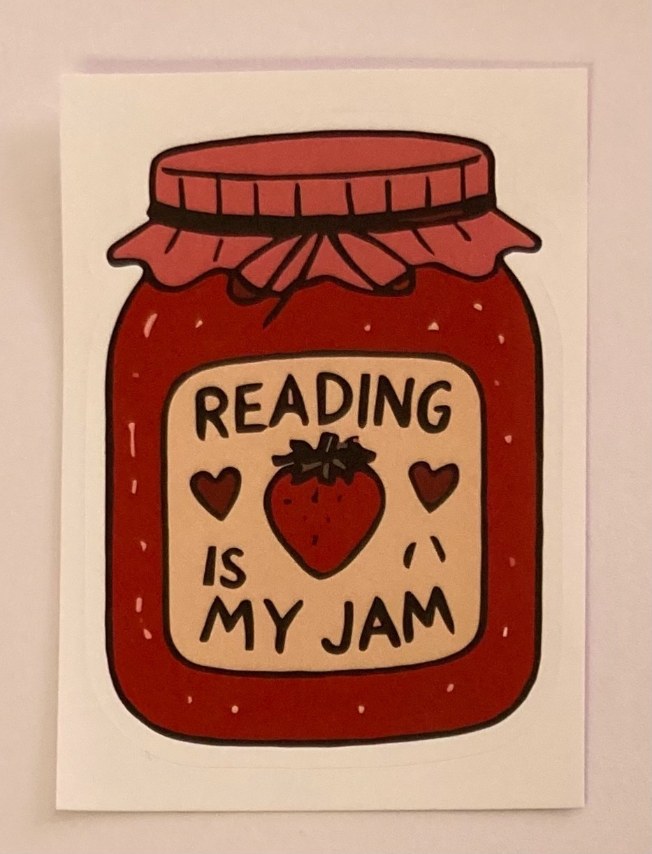 Reading Is My Jam Sticker 2.5" x 1 3/4" Glossy Vinyl Book Lover ~ Junk Journal