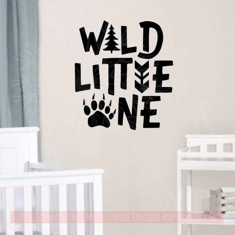 Boy Nursery Decor Animal Print Wild Little One Vinyl Art Woodland Wall Decals