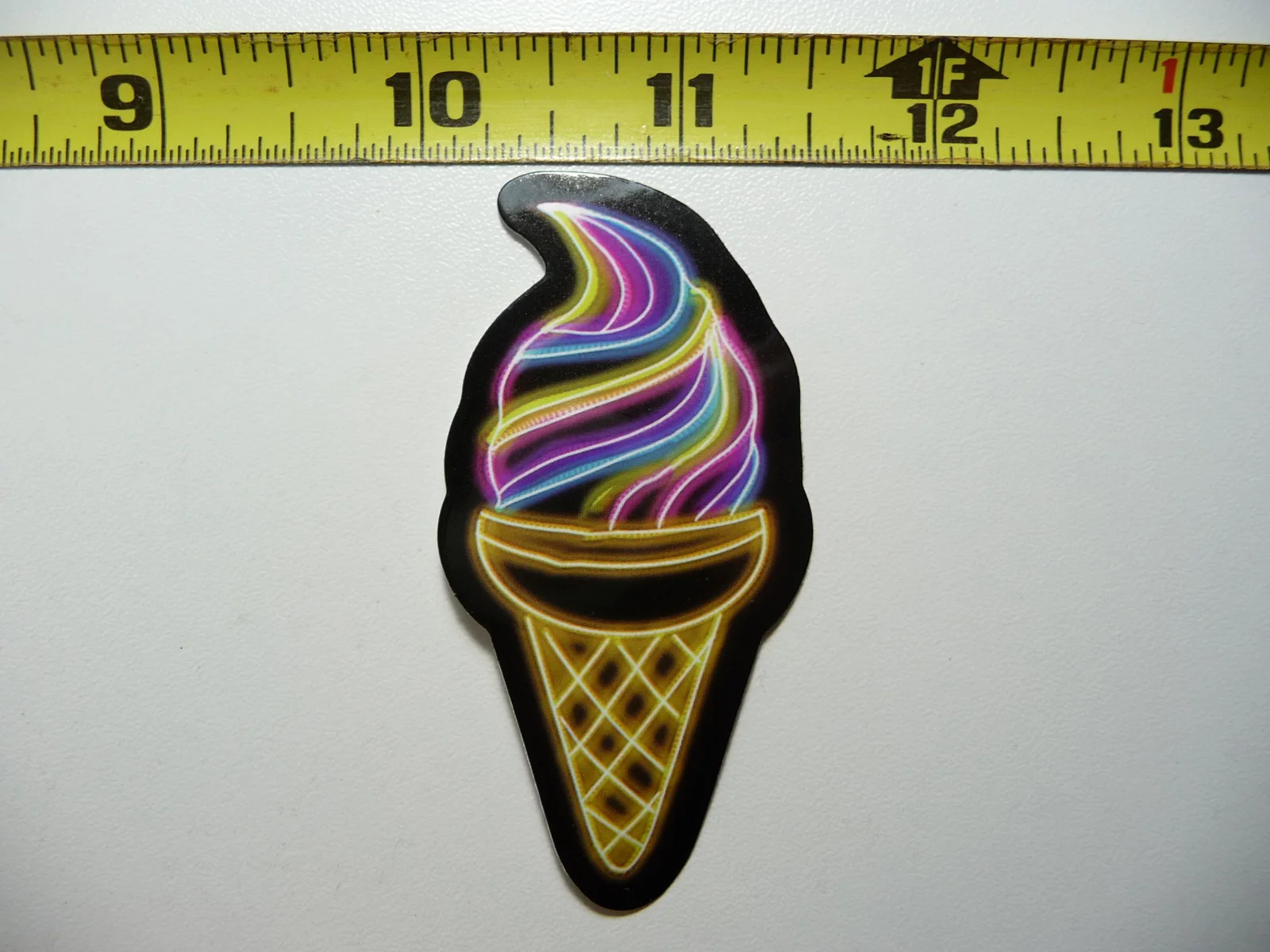 SOFT SERVE ICE CREAM WAFFLE CONE YUM NEON STYLE SMALL STICKER DECAL FUNNY