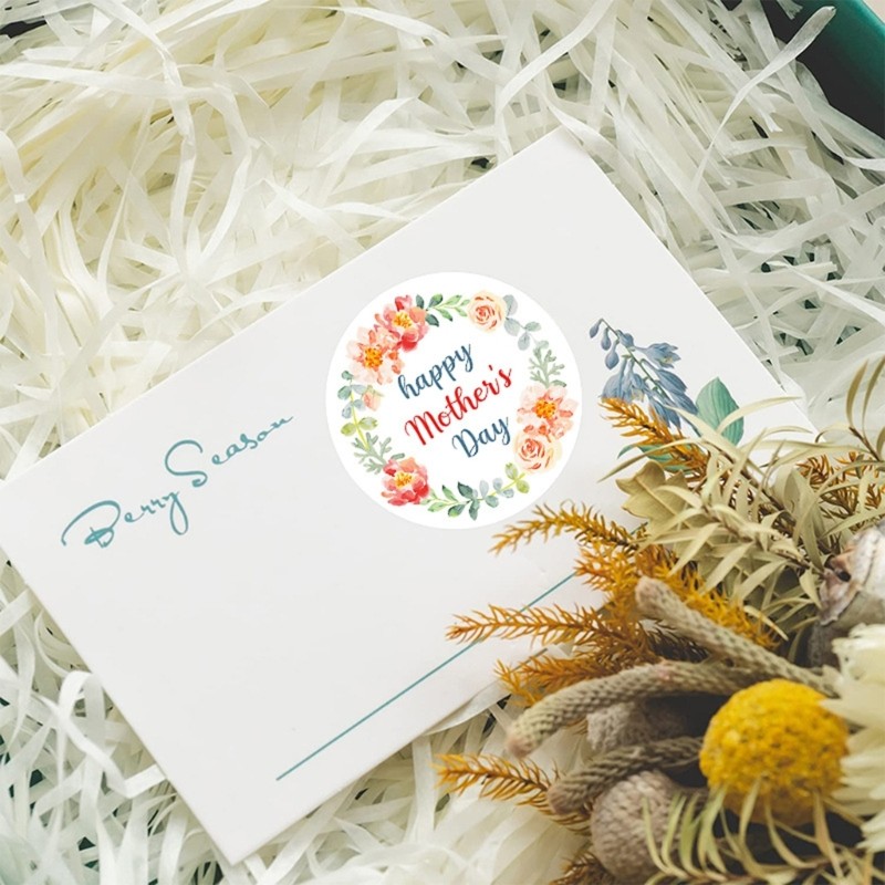 500Pcs Happy Mother s Day Sticker with Sweet Flower Design Adhesive Label Decal