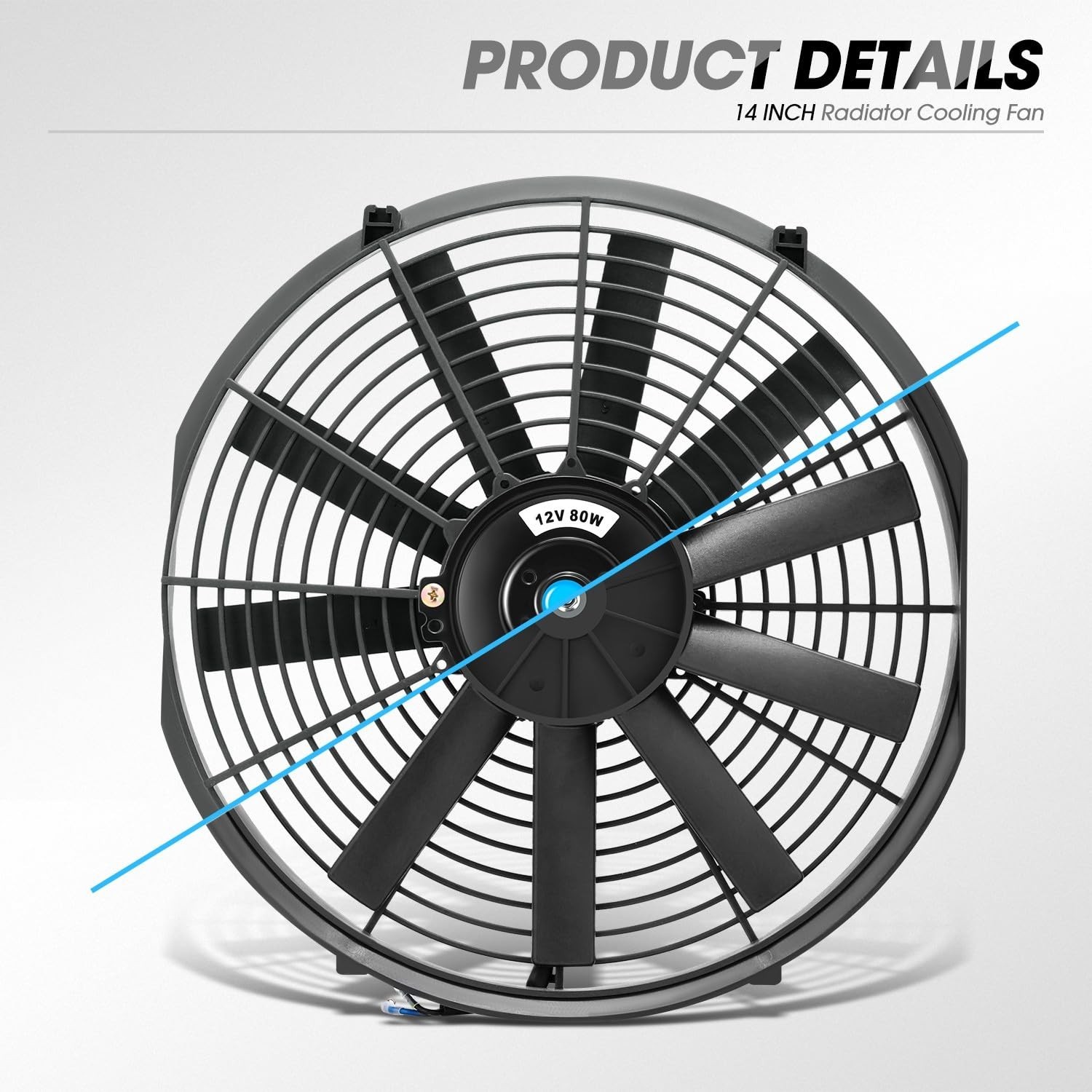 14" High Performance Slim Electric Radiator Cooling Fan + Mount Kit