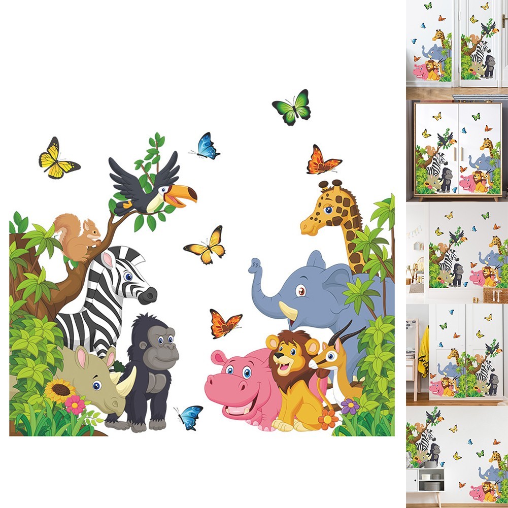 Vinyl Decal Wall Sticker Jungle Animals Living Room PVC Playroom Removable Room