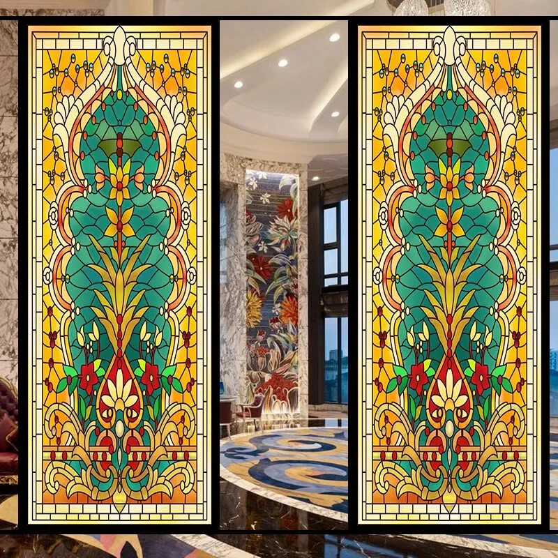 Vintage Self-adhesive Window Film Frosted Stained Privacy Glass Sticker Decor