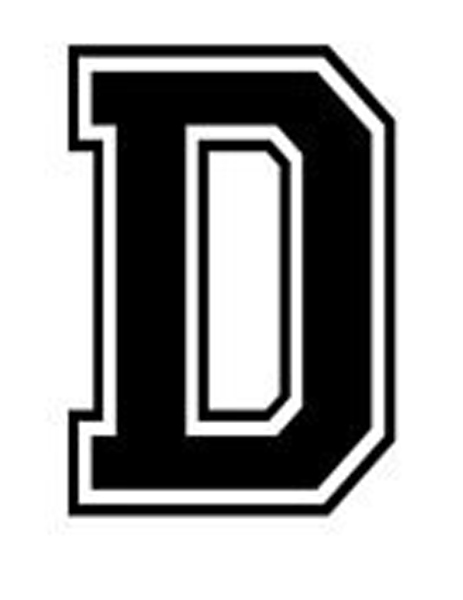 Varsity College Lettering – Letter D – Car Tablet Vinyl Decal