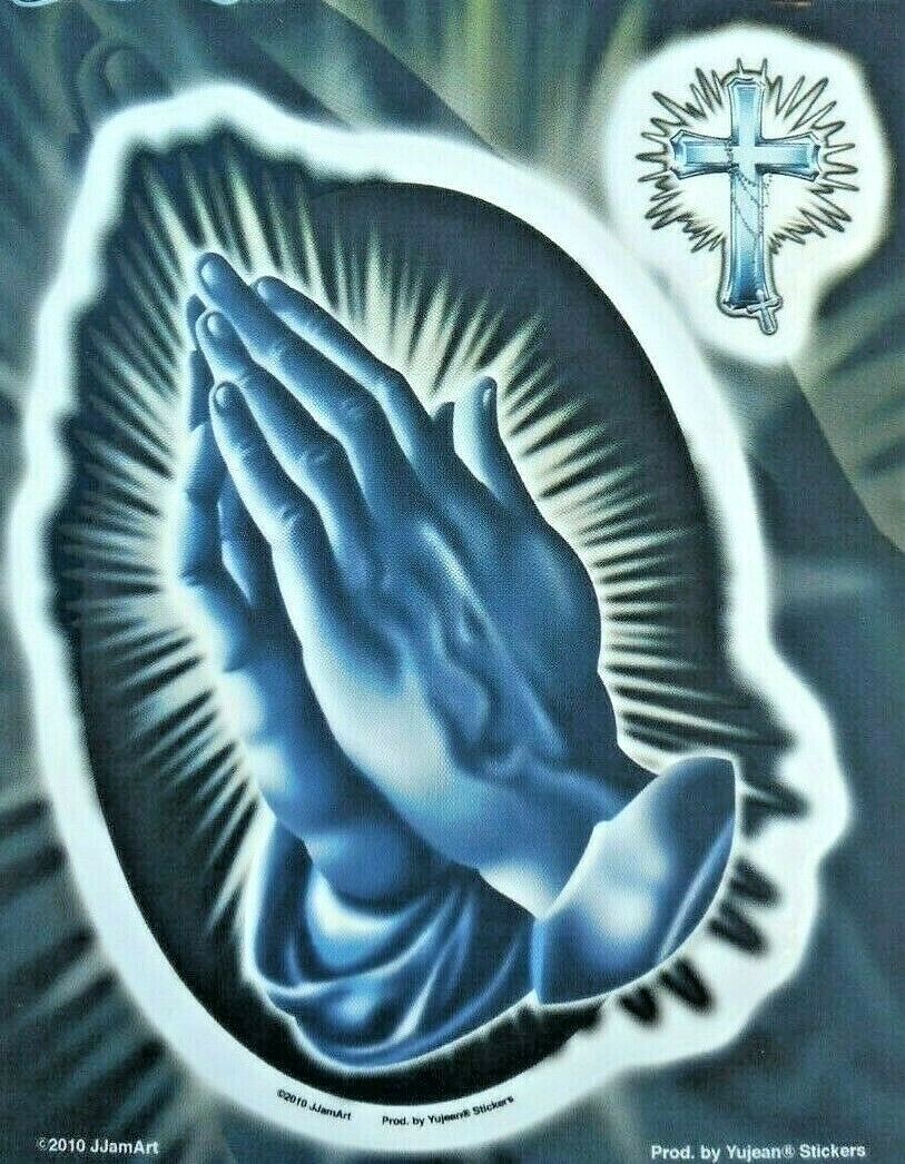 Praying Hands Decal Sticker Christian Catholic Faith Jesus 4.3/4" x 6.1/2"