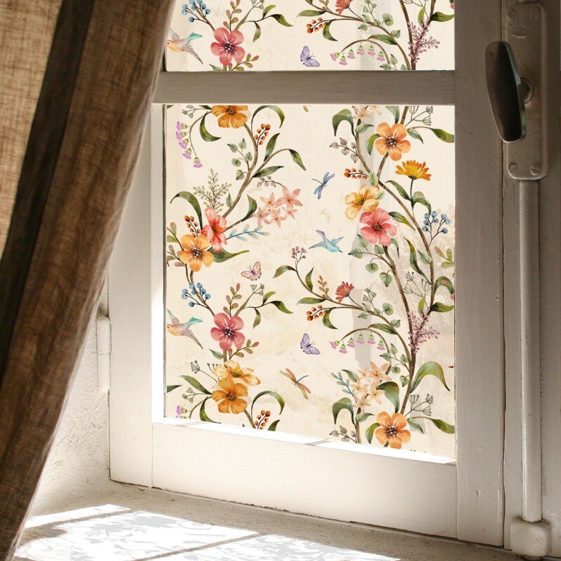 Floral Shading Window Stickers Decals Clings Home Decor PVC Self-adhesive Modern