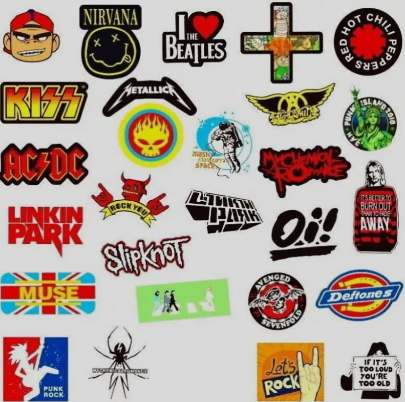 100PCS Rock Band Stickers Lot Punk Music Heavy Metal Bands Sticker Decal
