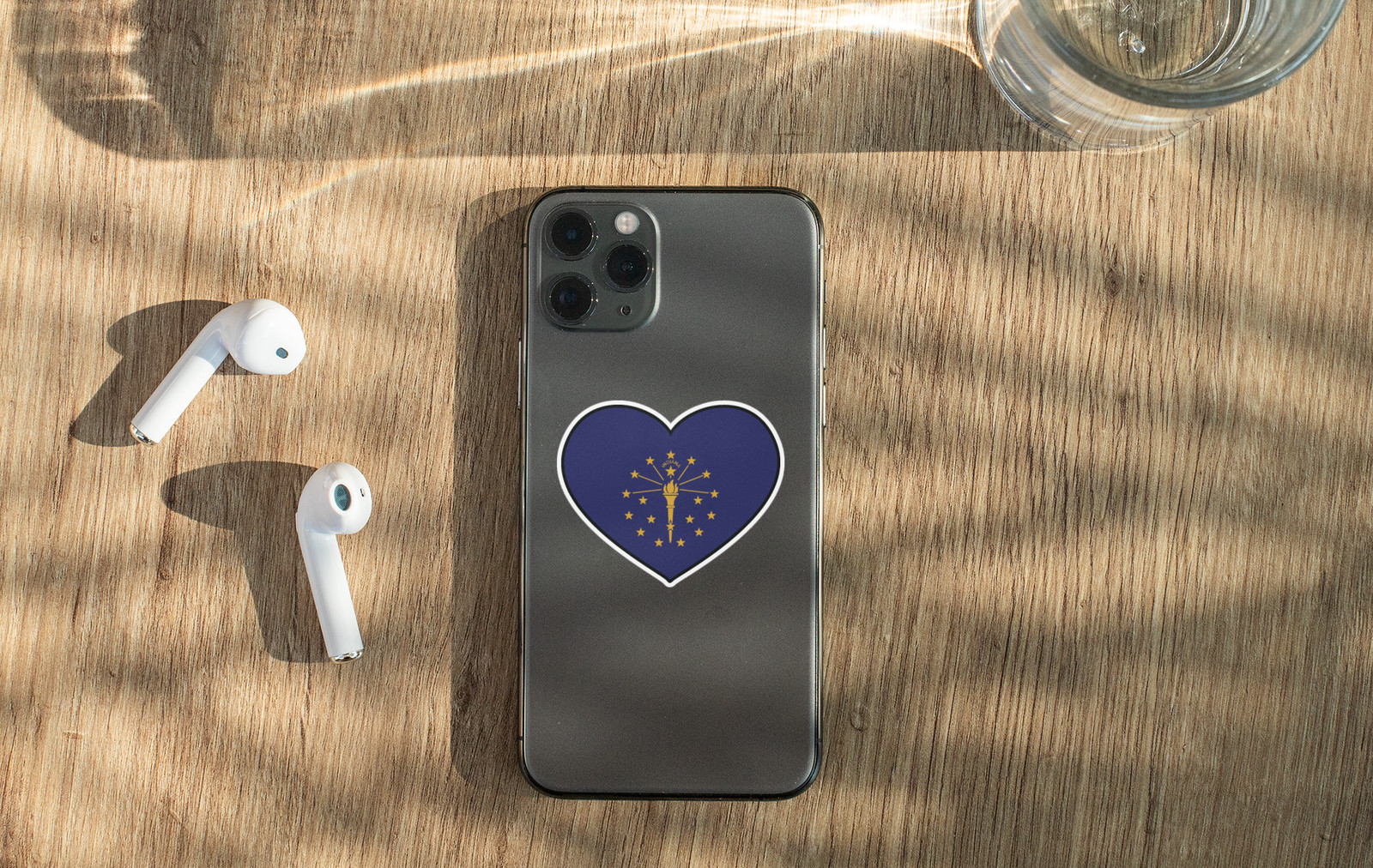 State of Indiana Flag Heart Sticker Decal USA Indiana State