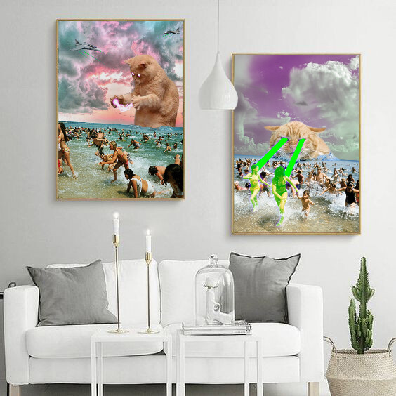 CAT ATTACK!!! – wall art – poster – design by an artist – original artwork